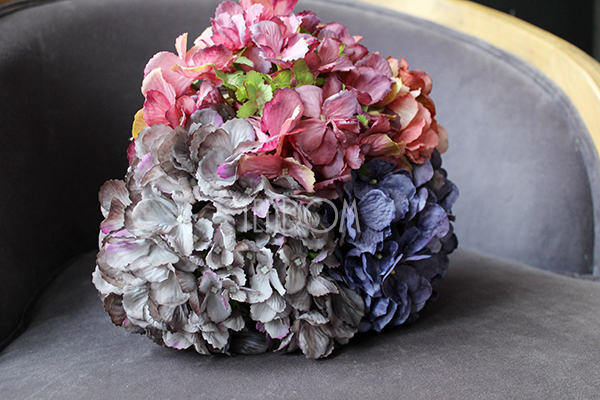 kosz z kwiatami Romantyczna Hortensja Premium 23x25cm