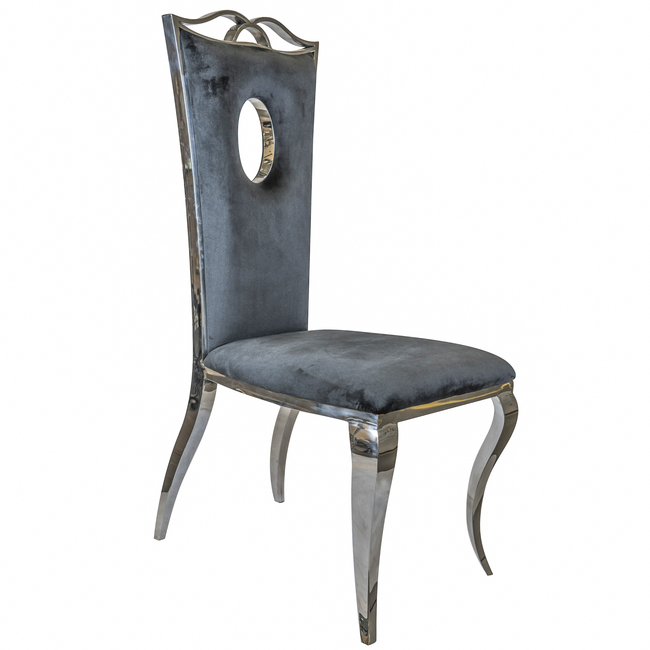 krzesło tapicerowane velvetowe Glamour Silver wym.51x48x109cm