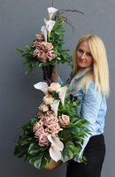 Bliskość Cappuccino 2, komplet dekoracji nagrobnych, kompozycja + bukiet