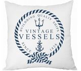 biało - granatowa poduszka marynistyczna,Vessels, wym.43x43cm