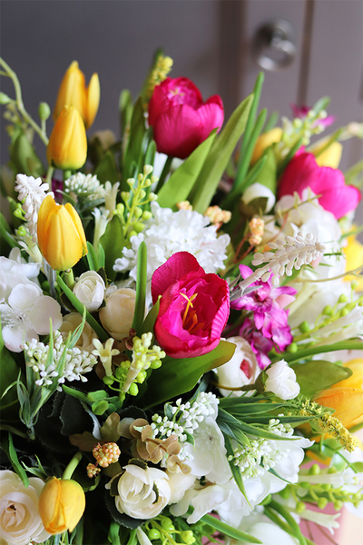 dekoracja kwiatowa, Wiosenna Tęcza, wym.30x45cm