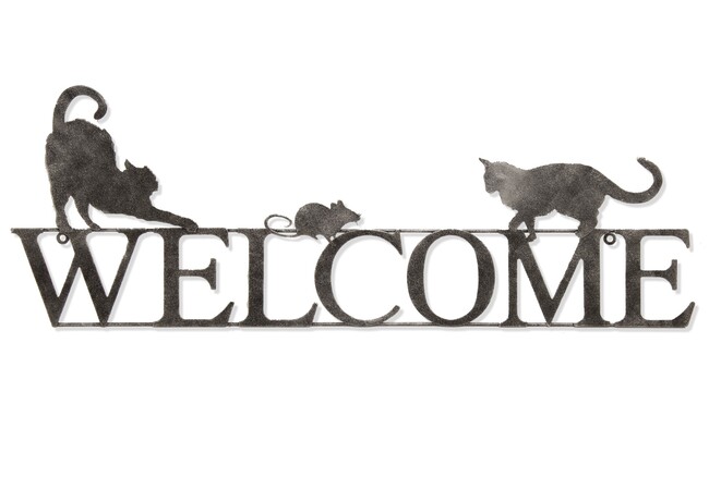 Cat Welcome, decor ścienny z kotami, wym.69x24cm