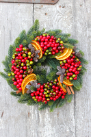 Pomarańcze wianek / stroik dekoracyjny, śr.28cm