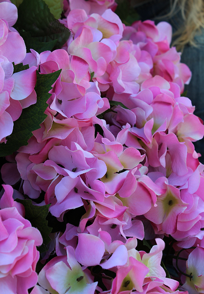 bogaty kosz z różowymi hortensjami Provance 67x50x40cm