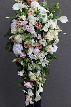 bardzo duża wiązanka nagrobna, Bizancjum Biel&Róż XXL, dł.115cm