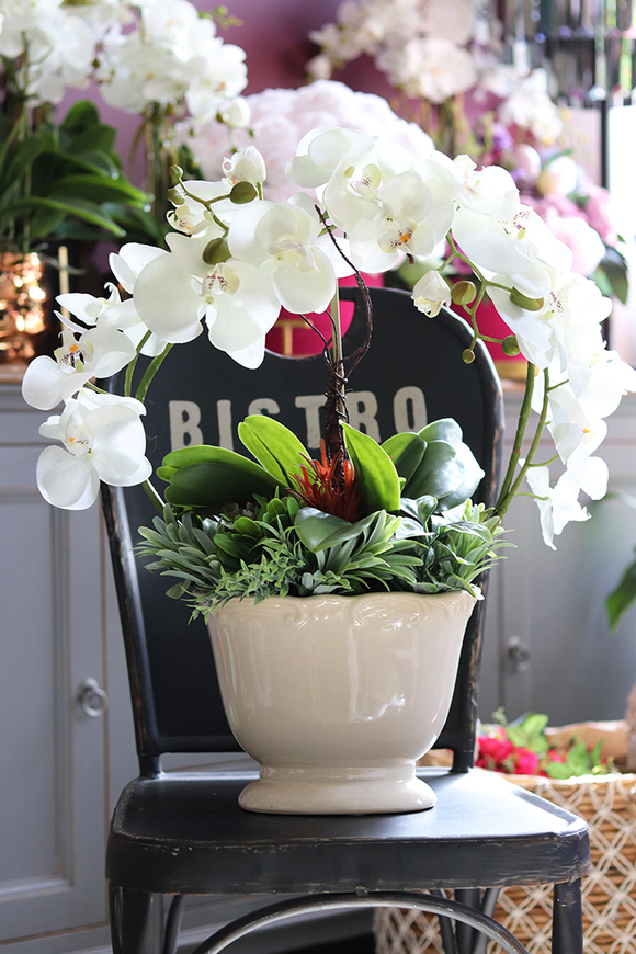 sztuczny storczyk Alina w kolorze naturalnej bieli, wys.55cm