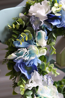 kwiatowy wiosenny wianek z domkiem, Telinas Blue, śr.40cm