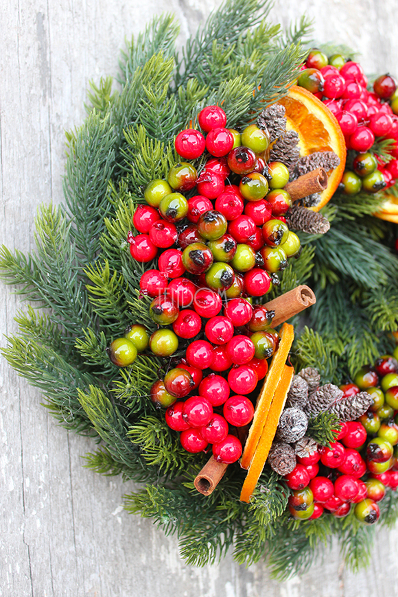 Pomarańcze wianek / stroik dekoracyjny, śr.28cm