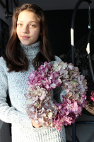 Stonowana Hortensja wianek na drzwi, śr.34cm  