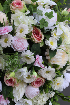 bardzo duża wiązanka nagrobna, Bizancjum Biel&Róż XXL, dł.115cm