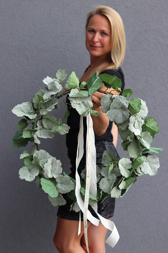 efektowny liściasty wianek Tello, śr.58cm