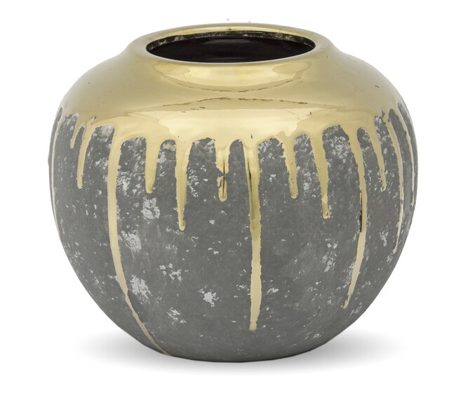 Gold Drop, ceramiczny wazon ze złotą dekoracją, wym.15.5x18x18cm