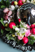 Pióra Glamour, Fuksja, wielkanocny stroik, śr.30cm