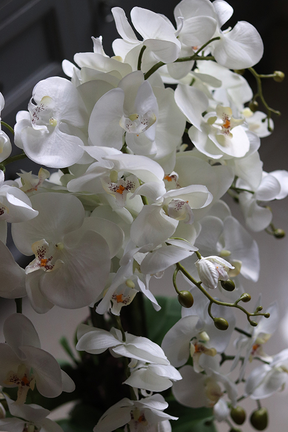 Alora Kaskada, sztuczny storczyk w białej donicy, wys.80cm 