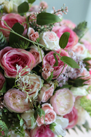 Refita, biały flowerbox z kolorowymi kwiatami, wys.40cm