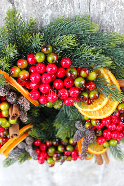 Pomarańcze wianek / stroik dekoracyjny, śr.28cm