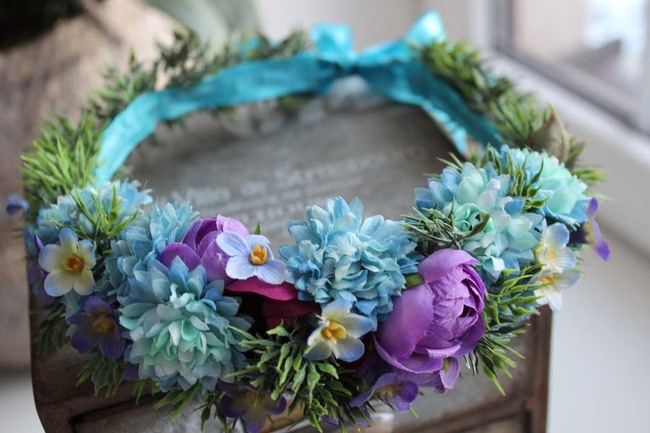 wianek na głowę Blue Flowers, rozmiar uniwersalny, dorosły