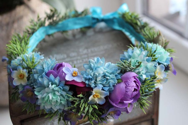 wianek na głowę Blue Flowers, rozmiar uniwersalny, dorosły