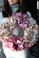 Stonowana Hortensja wianek na drzwi, śr.34cm  