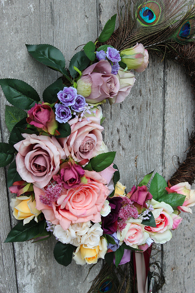 ekskluzywny wieniec / wianek Tendom Premium Pawie Piórka, śr.40cm