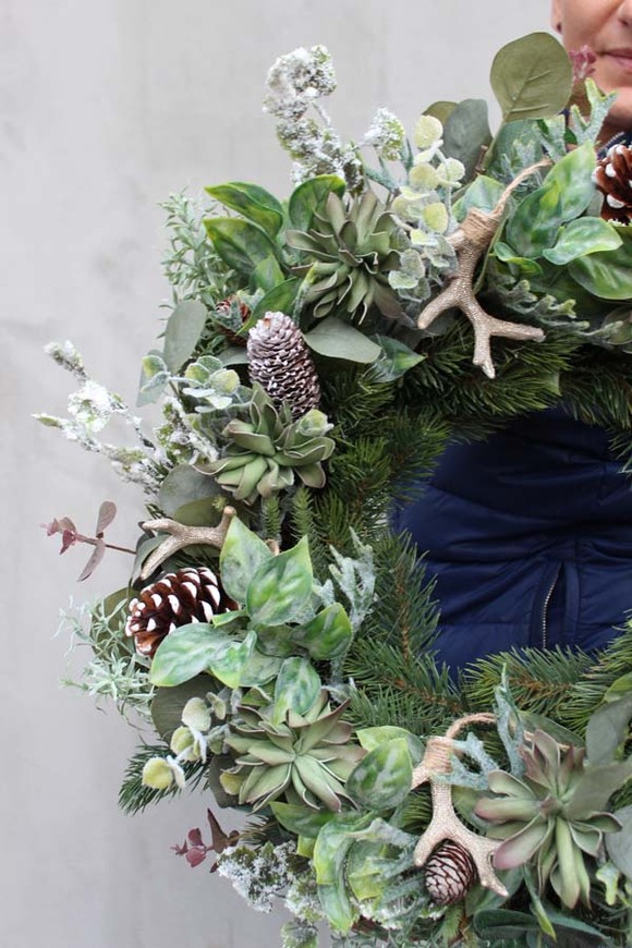 Poroże bożonarodzeniowy wianek na drzwi, śr.50cm