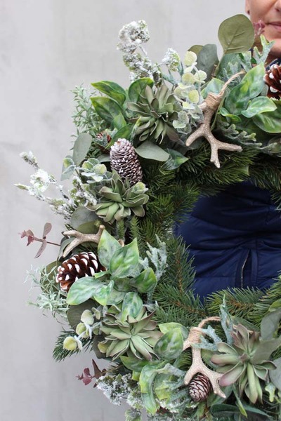 Poroże bożonarodzeniowy wianek na drzwi, śr.50cm