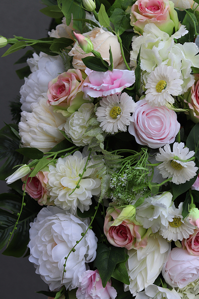 bardzo duża wiązanka nagrobna, Bizancjum Biel&Róż XXL, dł.115cm