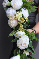 girlanda z wysokiej jakości białych i kremowych kwiatów, Przyjęcie Komunijne dł.120cm 