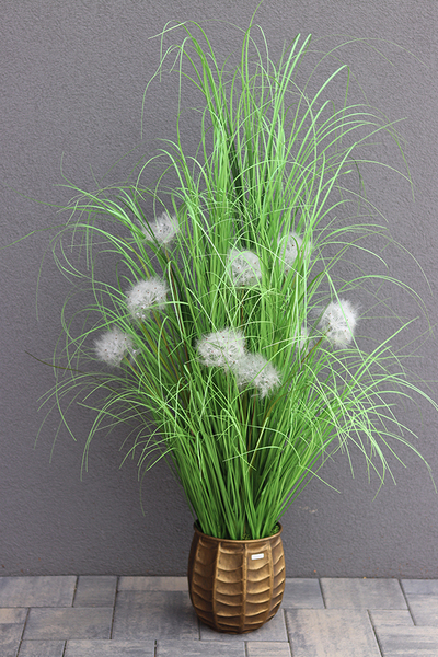 Gurrito Bellis, trawa metalowej donicy z dmuchawcami, wys.129cm 