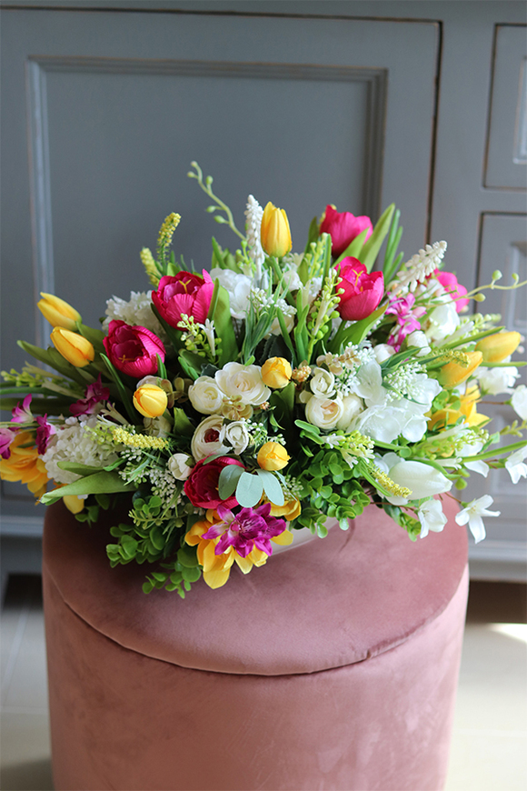 dekoracja kwiatowa, Wiosenna Tęcza, wym.30x45cm