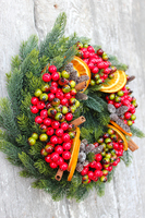 Pomarańcze wianek / stroik dekoracyjny, śr.28cm