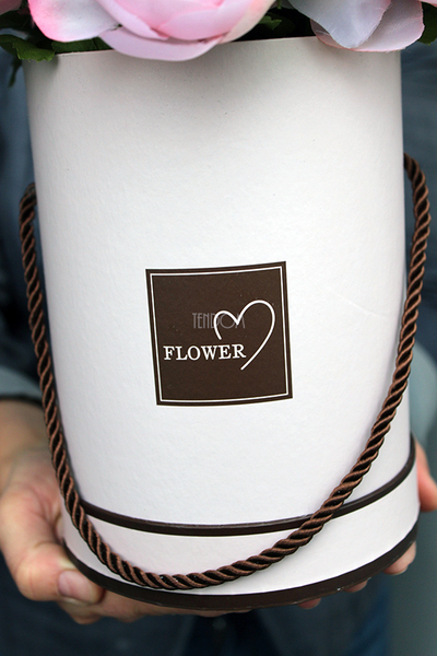 kompozycja kwiatowa / bukiet flowerbox Różowe Pełniki, wys.27cm