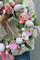 dekoracyjny wianek wiosenny Pastelowa Wielkanoc, śr.38cm