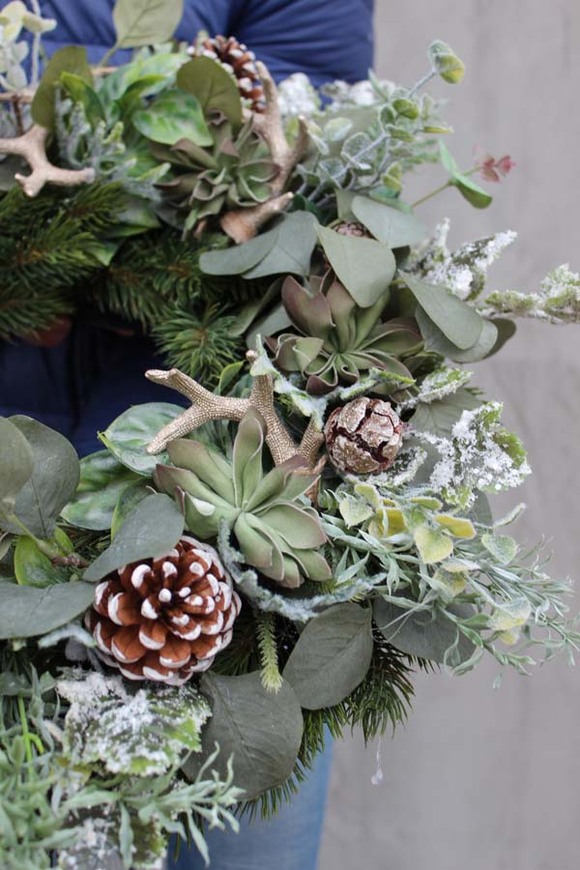 Poroże bożonarodzeniowy wianek na drzwi, śr.50cm