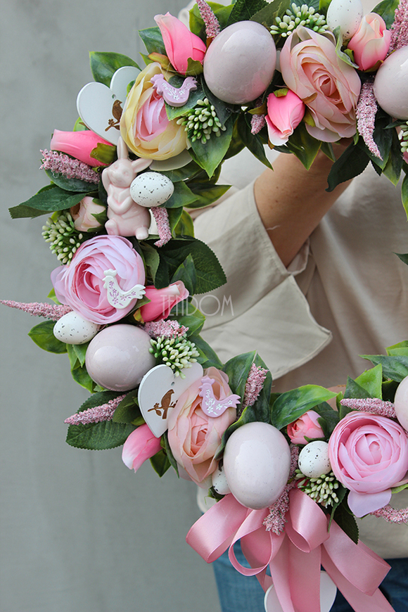 dekoracyjny wianek wiosenny Pastelowa Wielkanoc, śr.38cm