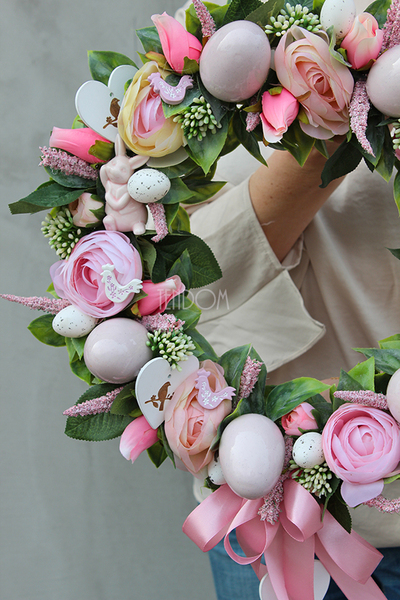 dekoracyjny wianek wiosenny Pastelowa Wielkanoc, śr.38cm