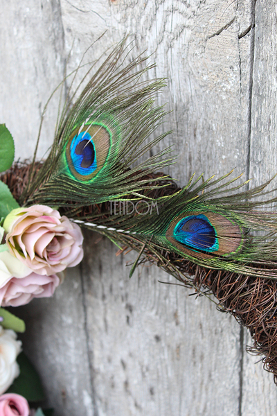 ekskluzywny wieniec / wianek Tendom Premium Pawie Piórka, śr.40cm