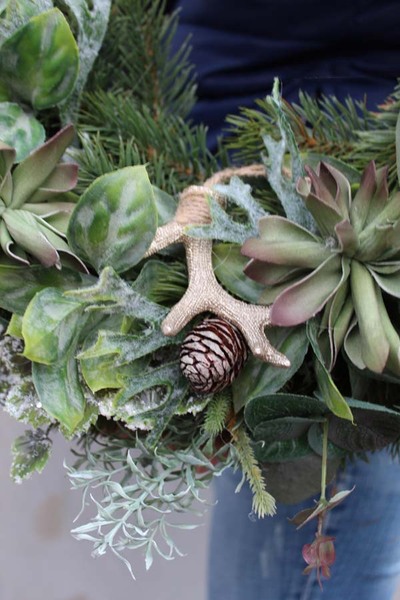 Poroże bożonarodzeniowy wianek na drzwi, śr.50cm