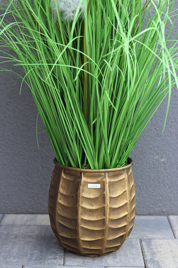 Gurrito Bellis, trawa metalowej donicy z dmuchawcami, wys.129cm 