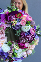 bogaty wianek kwiatowy na drzwi, Salvia, śr.45cm