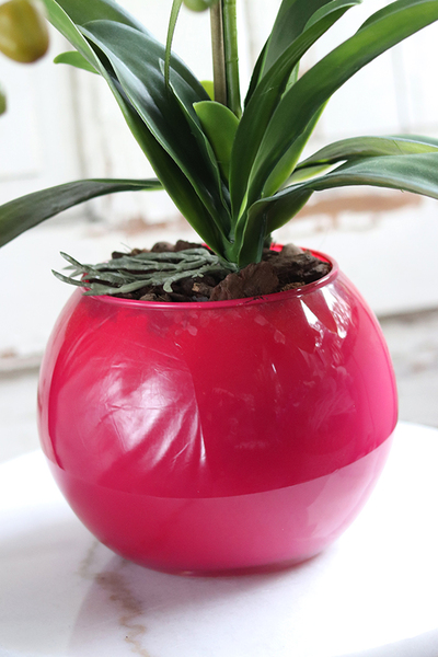 Różowa Łuna, sztuczny storczyk w amarantowej donicy, wys.59cm