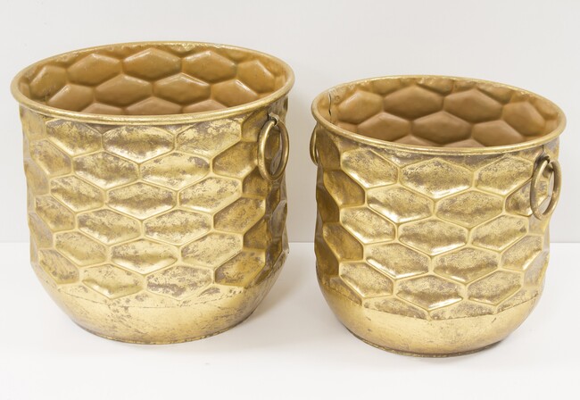 Aguilera Cellis, złota metalowa donica, rozm.A, wym.30.5x34x34cm