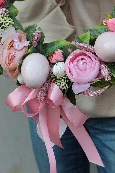 dekoracyjny wianek wiosenny Pastelowa Wielkanoc, śr.38cm