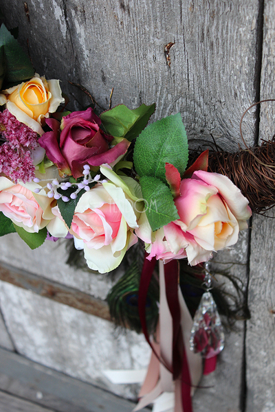 ekskluzywny wieniec / wianek Tendom Premium Pawie Piórka, śr.40cm