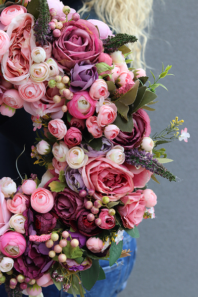 Bella Jesienna New Midi, kwiatowy wianek na drzwi, śr.45cm