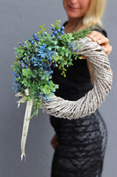 Jagody, wianek na drzwi z niebieskimi akcentami, śr.30cm 