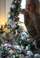 girlanda Pastelovy Róż dekoracja na stół kominek balustradę, dł.140cm