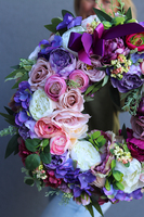 bogaty wianek kwiatowy na drzwi, Salvia, śr.45cm