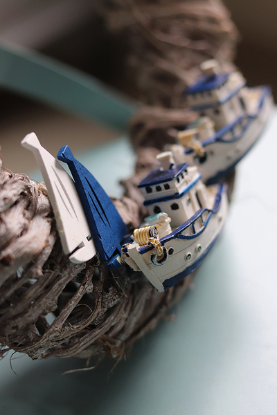 marynistyczny wianek, Stateczki, śr.25cm 