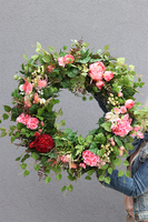 bardzo duży kwiatowy wianek, Montana, śr. 65cm